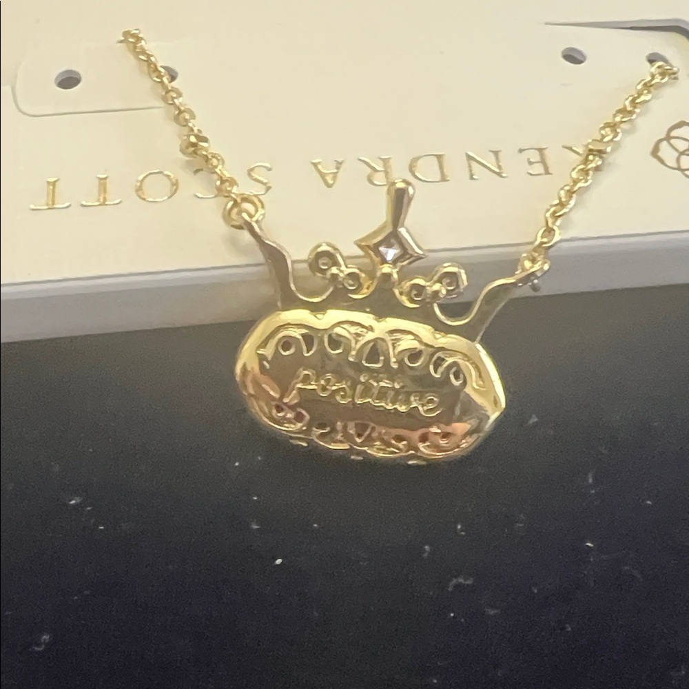 Kendra Scott Gold Necklace with Red Oval Crown Pendant - Picture 2 of 4